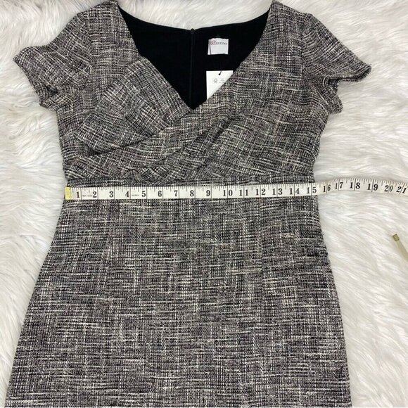 Valentino Red‎ Women's Black White V-Neck Luxury Tweed Designer Dress IT 44/C36 - Picture 12 of 15